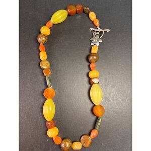 NEW multi stone 18 inch necklace with sterling silver flower toggle clasp